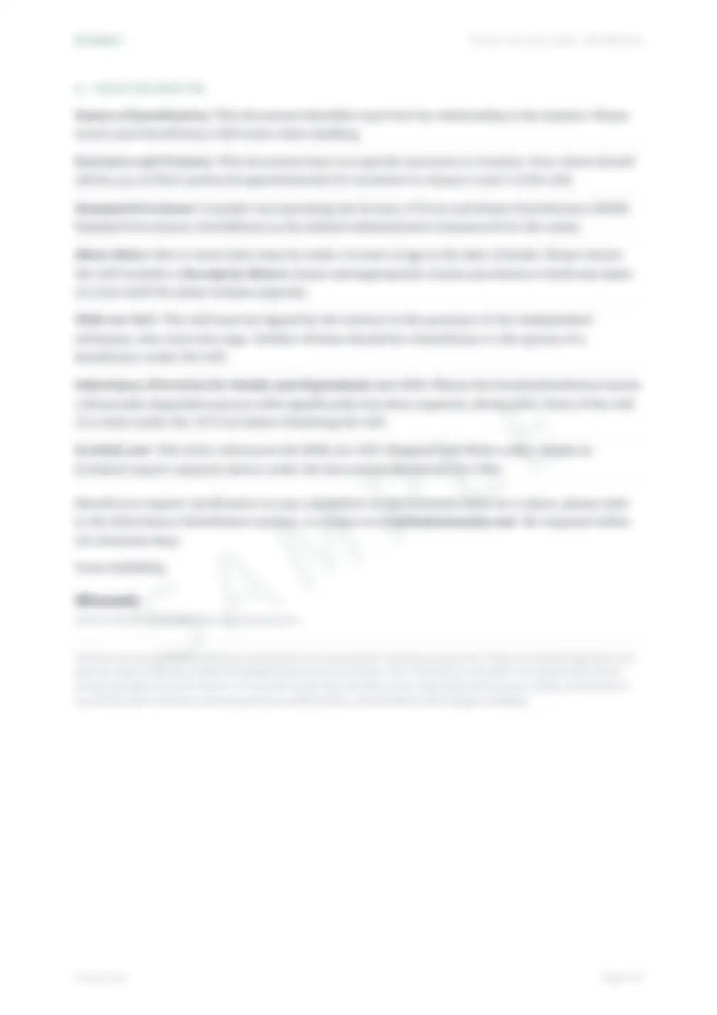 Page 5 of the sample letter, blurred: the letter continues with the priority of distribution and notes for drafting.
